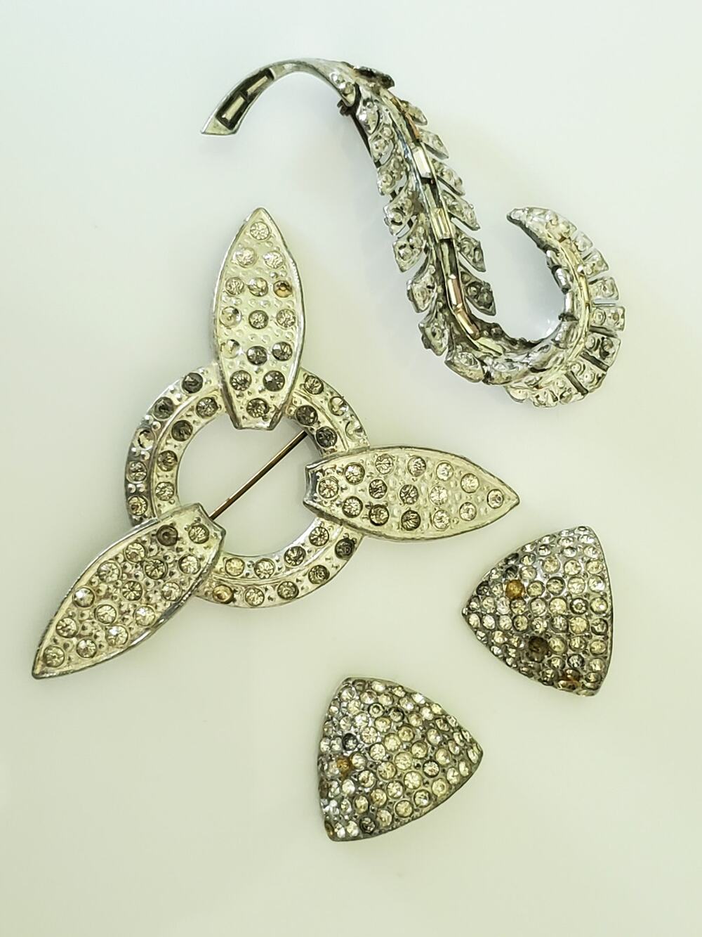 Antique Vintage Rhinestone Brooch and Dress Clip Lot